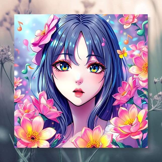 Beautiful Anime Girl and Flowers Poster (Creator Uploaded)