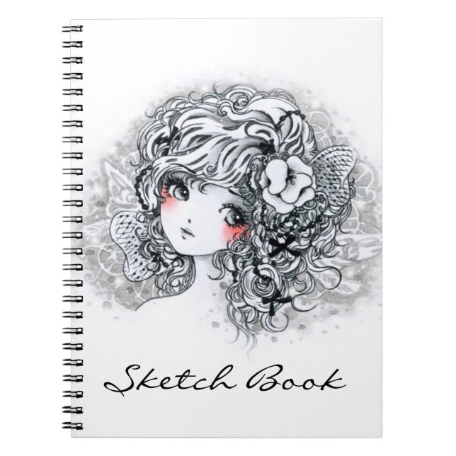 Beautiful anime girl in black and white notebook (Front)
