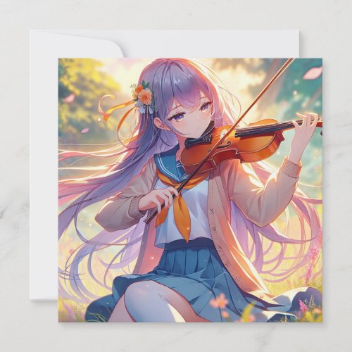 Beautiful Anime Girl Playing the Violin