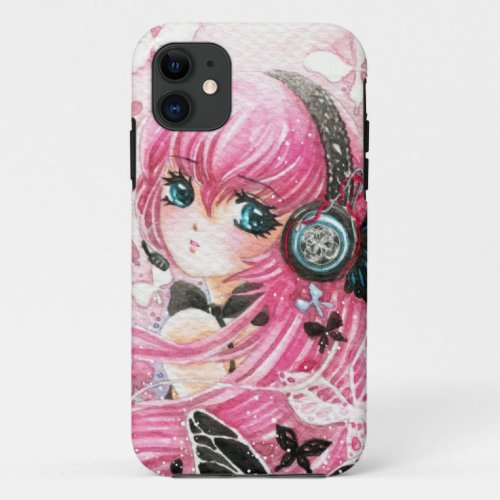 Beautiful anime girl with butterflies iPhone 11 case