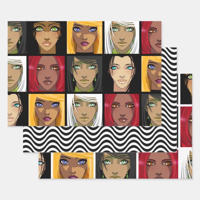 Beautiful Anime Girls Wrapping Paper Sheets (Set)