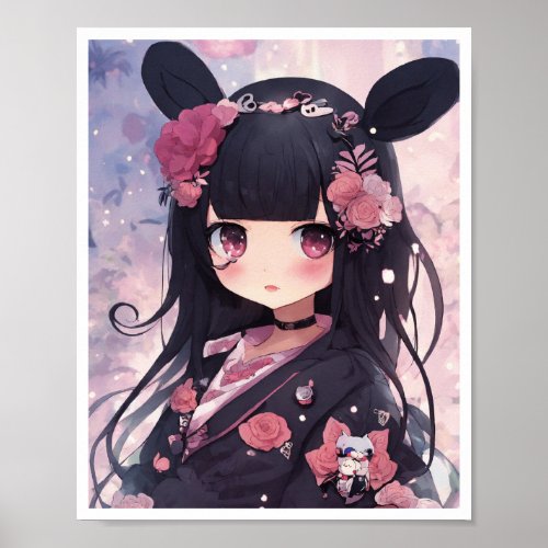 Beautiful Anime Style Girl Poster