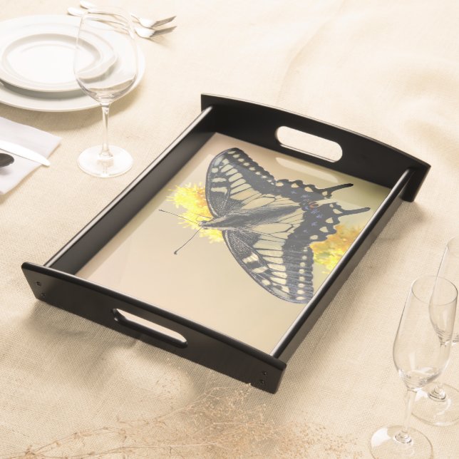 Beautiful Anise Swallowtail Butterfly in the Sun Serving Tray (Front)