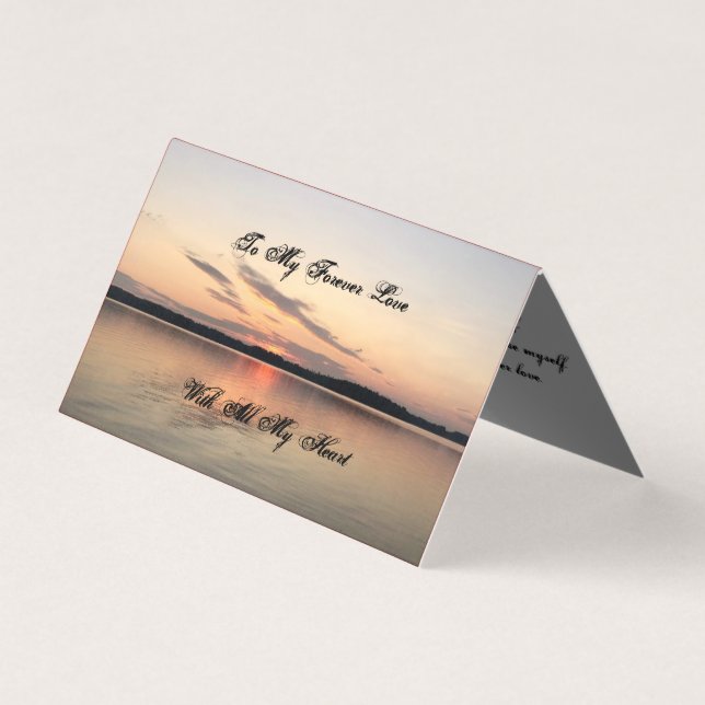 Beautiful Anniversary Card - Sunset on lake design (Front)