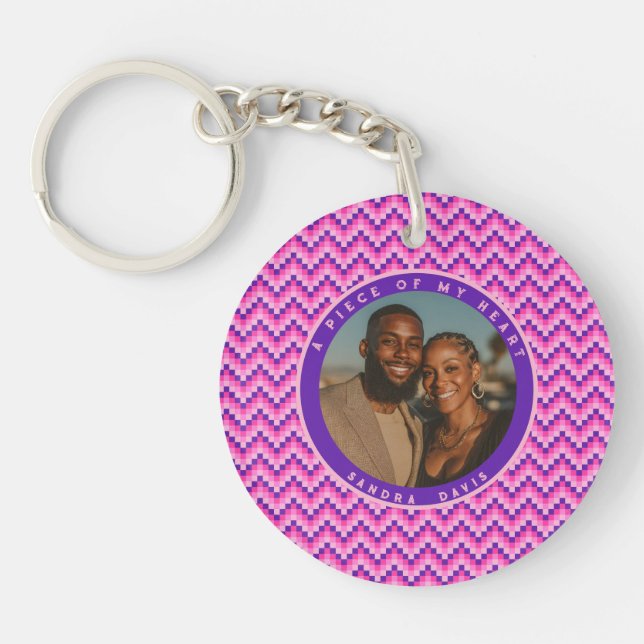 Beautiful Anniversary Gifts For Dad Stripe Pattern Keychain (Front)