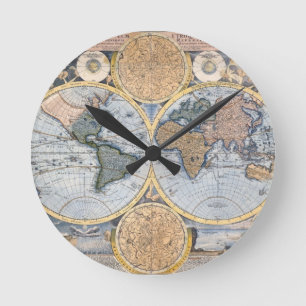 Beautiful Antique Atlas Map Round Clock