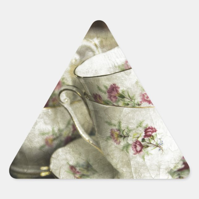 beautiful antique china cups triangle sticker (Front)