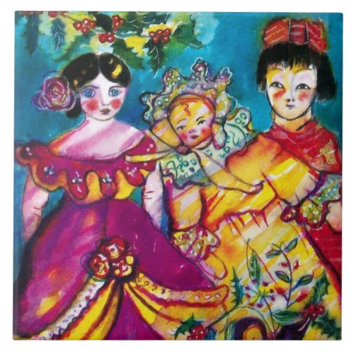 BEAUTIFUL ANTIQUE DOLLS CERAMIC TILE