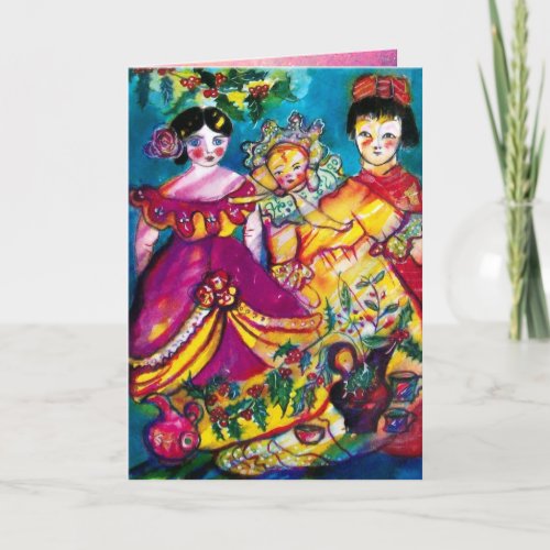 BEAUTIFUL ANTIQUE DOLLS HOLIDAY CARD