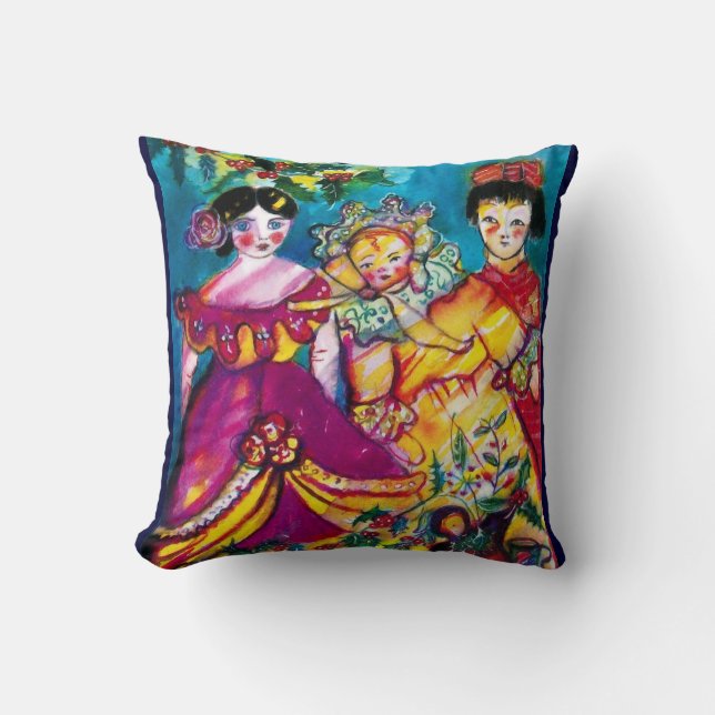 BEAUTIFUL ANTIQUE DOLLS THROW PILLOW (Front)