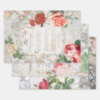 Beautiful Antique Floral Ephemera Decoupage