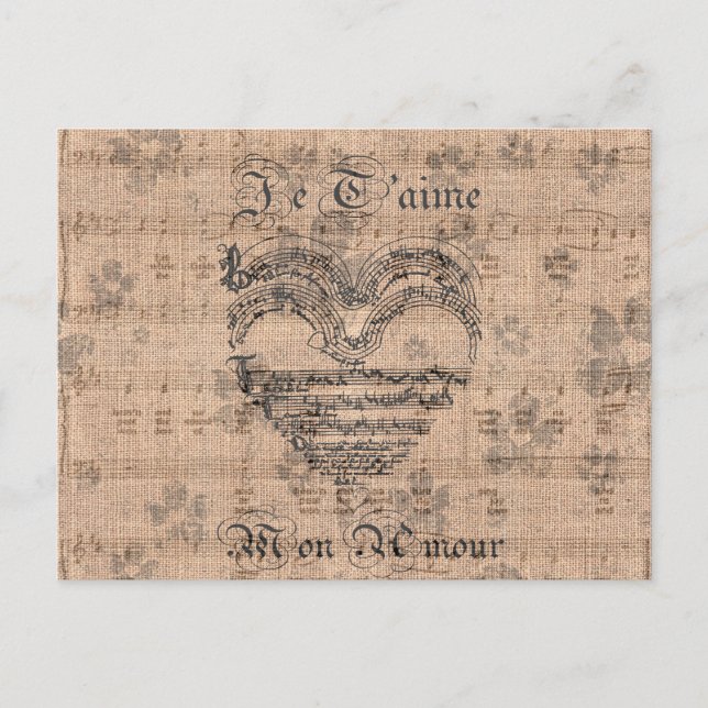 Beautiful antique music notes heart (Front)