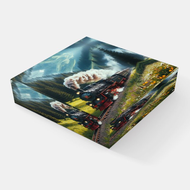 Beautiful Antique Steam Engine Locomotive Paperweight (Angled)