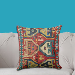 Beautiful Antique Tribal Kilim Style Rug Design Throw Pillow