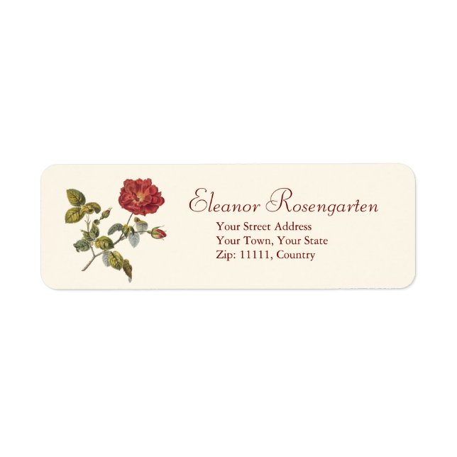Beautiful Antique Wild Red French Rose Label (Front)
