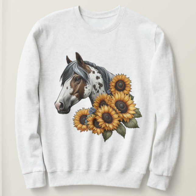 Beautiful Appaloosa Horse with Sunflowers Sweatshirt (Design Front)