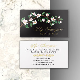 Beautiful Apple Blossom Branch Gold Foil Spot Gloss Business Cards