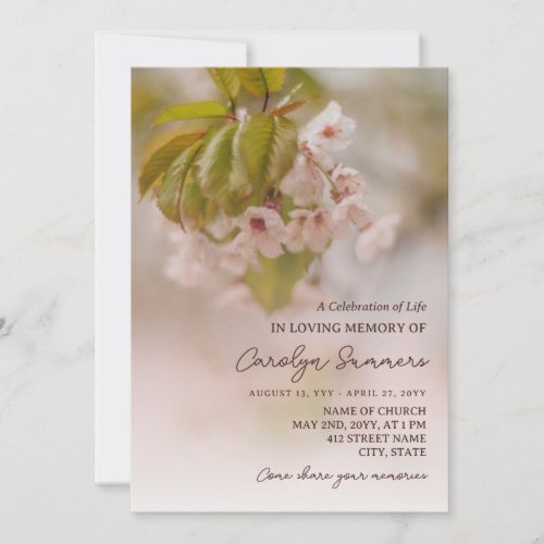 Beautiful Apple Blossom Celebration of Life Invitation