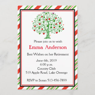 Beautiful Apple Tree Teacher Retirement Party Invitation