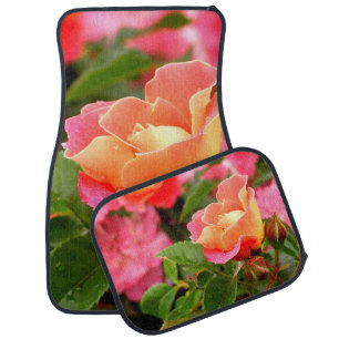 Beautiful Apricot Pink Rose Car Floor Mat