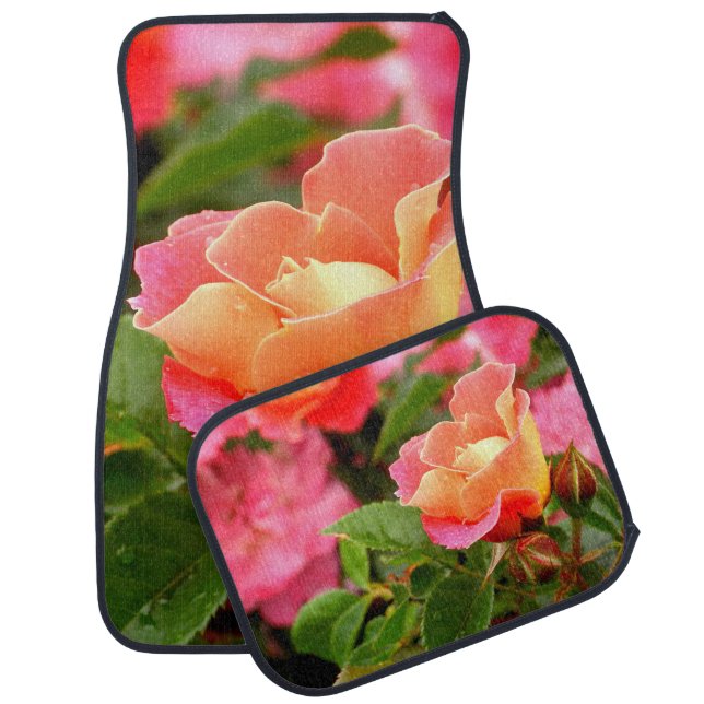 Beautiful Apricot Pink Rose Car Floor Mat (Set)