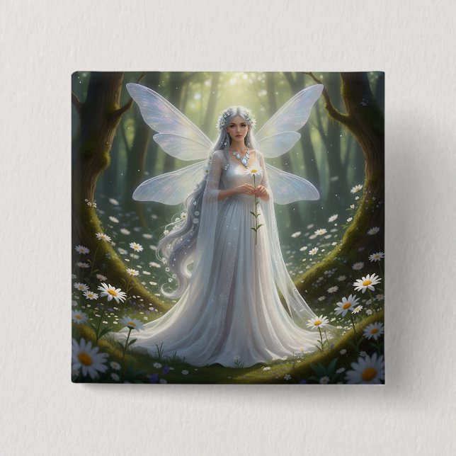 Beautiful April Diamond Fairy Button (Front)