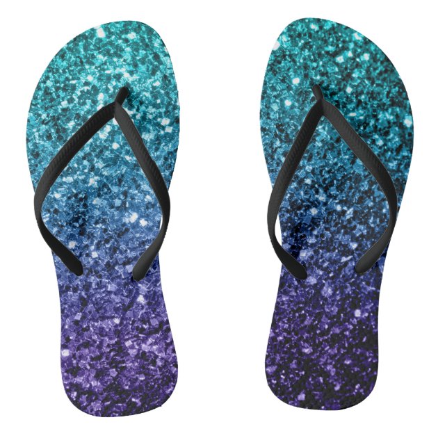 blue sparkly flip flops