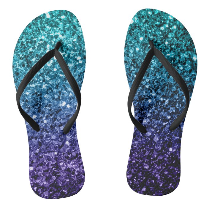blue sparkle flip flops