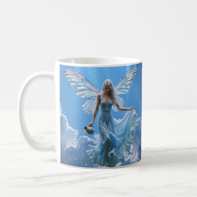 Beautiful Aquarius Fairy in the Clouds Coffee Mug (Left)