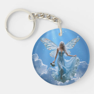 Beautiful Aquarius Fairy in the Clouds Keychain