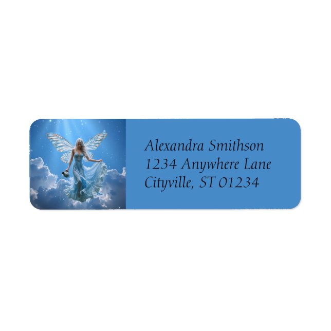 Beautiful Aquarius Fairy in the Clouds Label (Front)