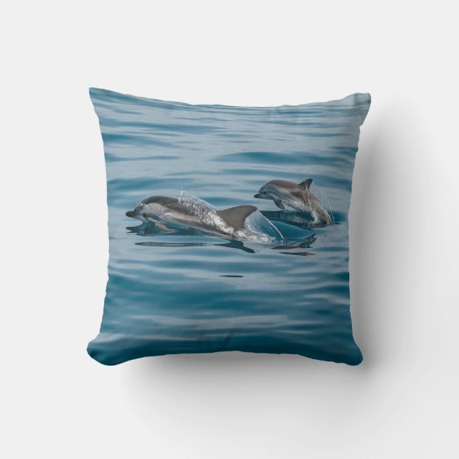 Beautiful Aquatic Dolphins Throw Pillow (Front)