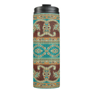 Beautiful, arab, arabic, arabian, arabesque fabric thermal tumbler