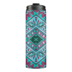 Beautiful, arab, arabic, arabian, arabesque fabric thermal tumbler