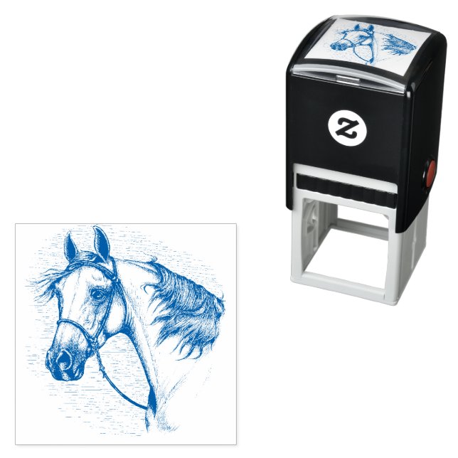 BEAUTIFUL ARABIAN HORSE, EQUINE HEAD PORTRAIT SELF-INKING STAMP (In Situ)
