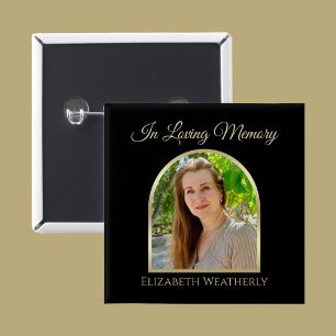 Beautiful Arch Photo on Black Funeral Button