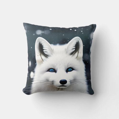 Beautiful Arctic Fox Throw Pillow