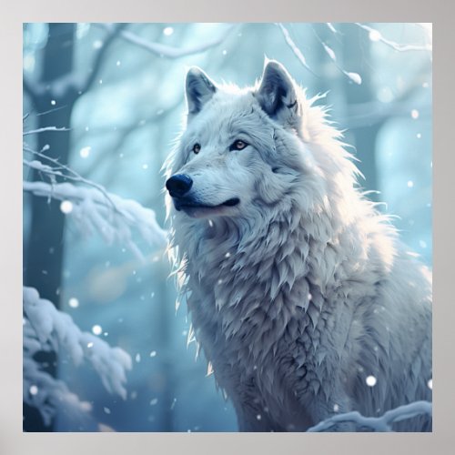 Beautiful Arctic Wolf Photography Poster