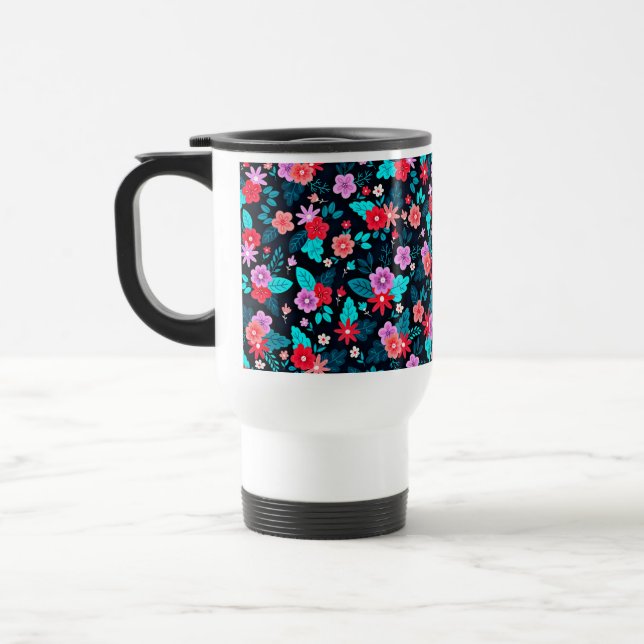 Beautiful Arrangement Ditsy Floral Pattern-56576 Travel Mug (Left)