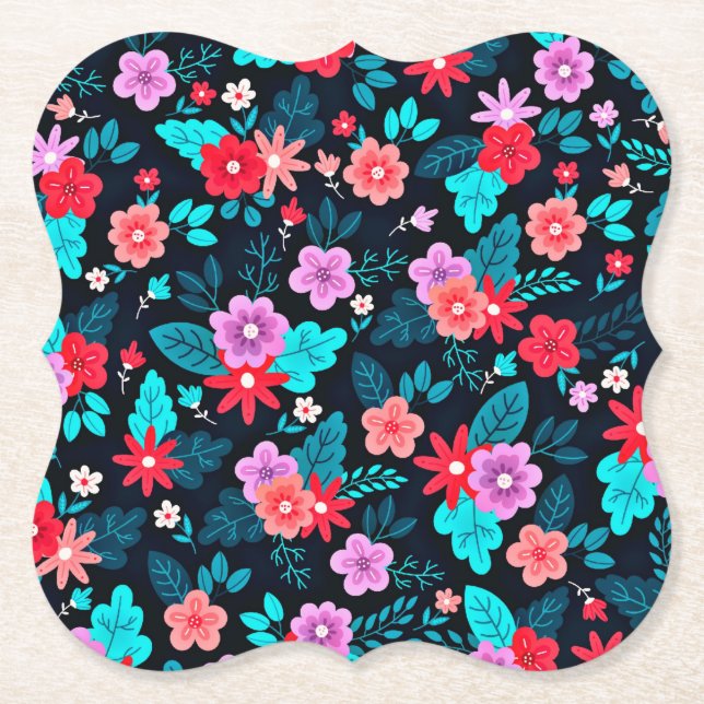 Beautiful Arrangement Ditsy Flowers Pattern-46537 Paper Coaster (Front)