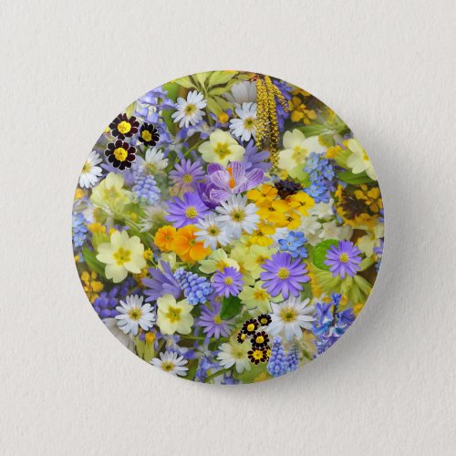 Beautiful Array of Colorful Flowers Button