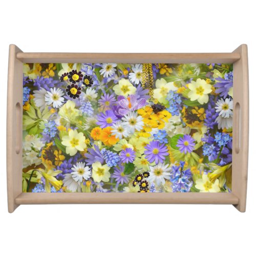 Beautiful Array of Colorful Flowers Serving Tray