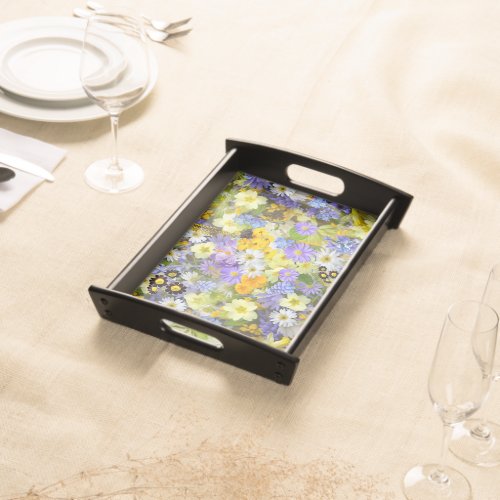 Beautiful Array of Colorful Flowers Serving Tray