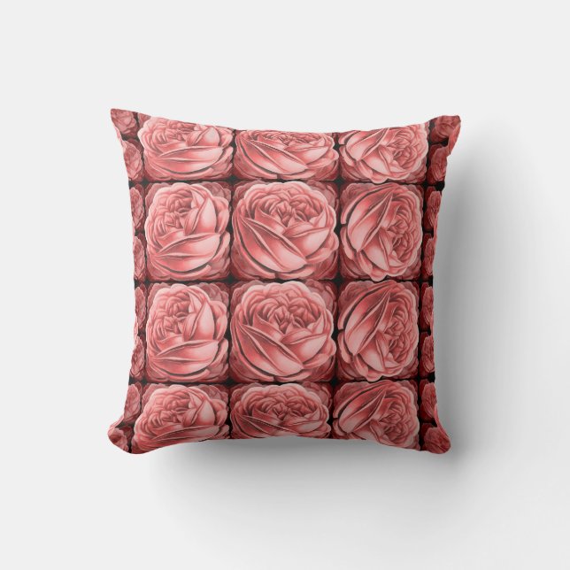 Beautiful Array of Dusty Peach Roses Throw Pillow (Front)