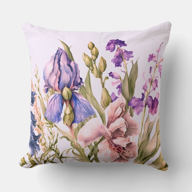 Beautiful Arrey Of Purple Flowers Throw Pillow (Front)