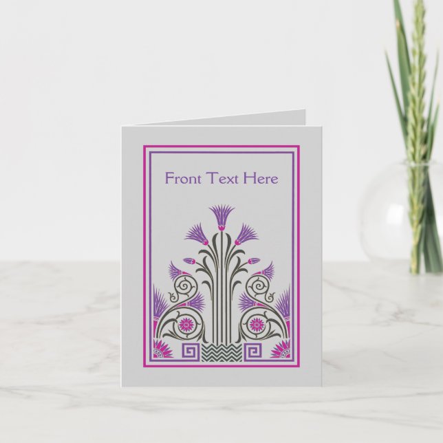 Beautiful art deco border lilac gray purple card (Front)