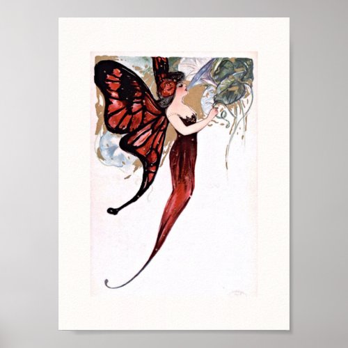 Beautiful Art Deco Butterfly Fairy Poster