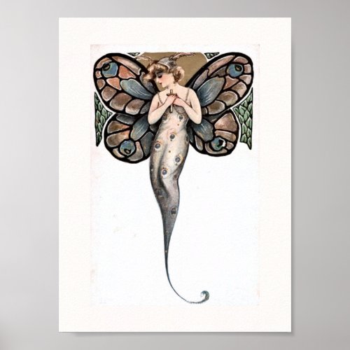 Beautiful Art Deco Butterfly Fairy Poster