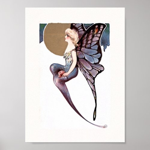 Beautiful Art Deco Butterfly Fairy Poster