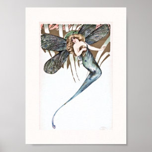 Beautiful Art Deco Butterfly Fairy Poster